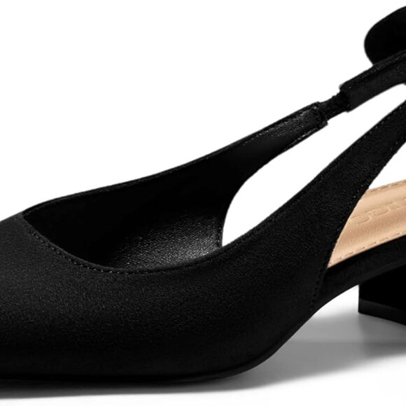 Women's Faux Suede Block Heel Pumps 9.5 Low Heel Square Toe Wedding Party - Picture 1 of 6